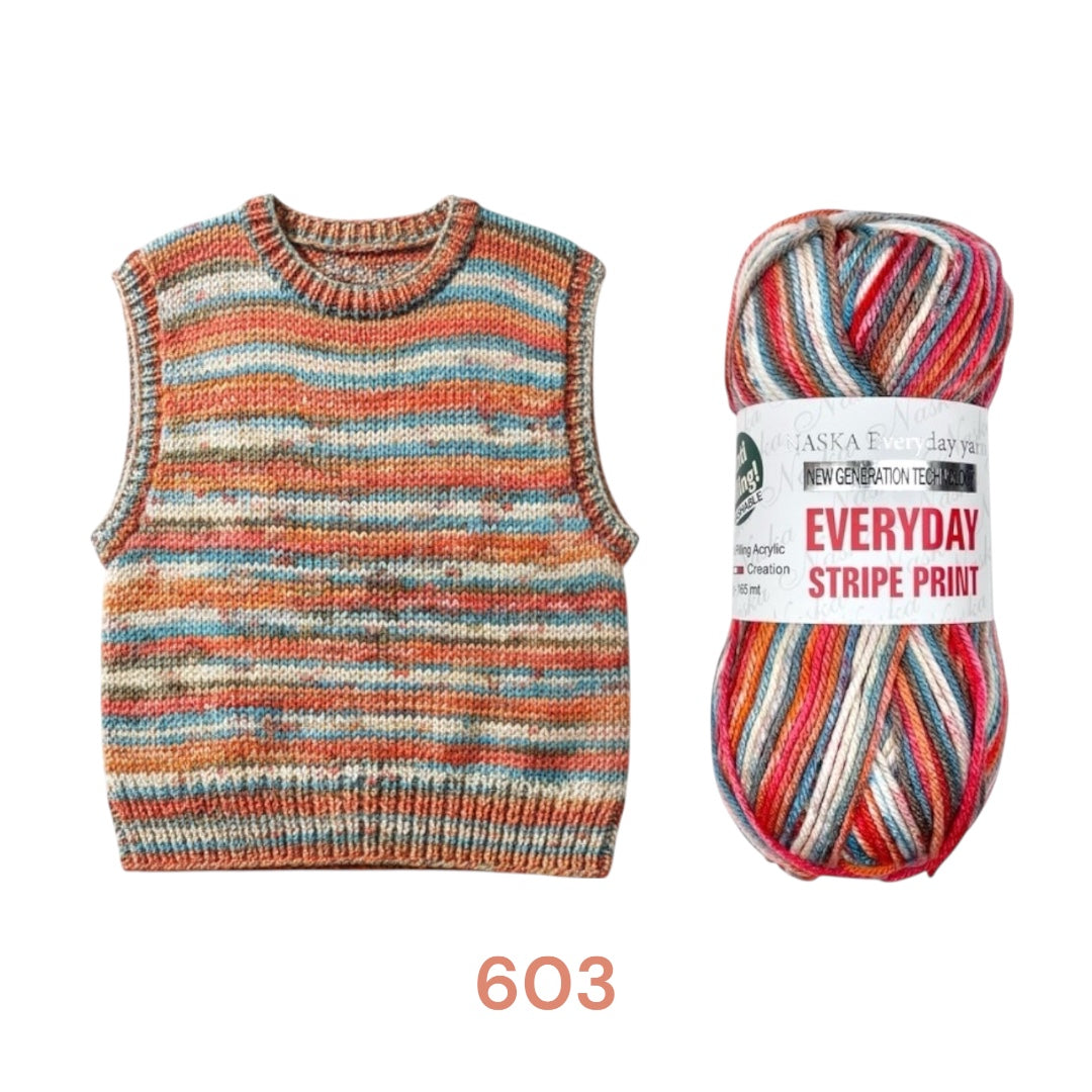 日本Everyday Stripe Print 溫色毛冷